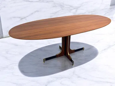 Pre-owned Ignazio Gardella Italian Mid Century Dining Teak Table Attributed To , 1960s In Brown