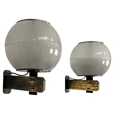 Pre-owned Ignazio Gardella Italian Mid-century Wall Lamps Feltre By  For Greco, 1960s In Transparent