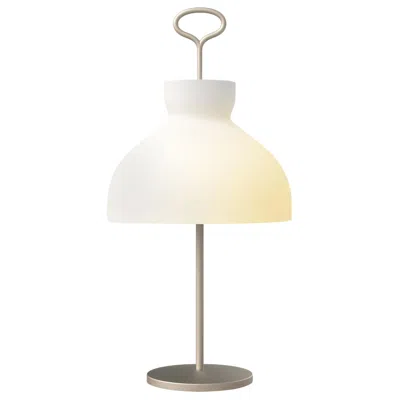 Pre-owned Ignazio Gardella Large  'arenzano' Table Lamp In Satin Nickel And Glass In Sand
