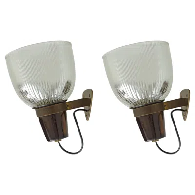 Pre-owned Ignazio Gardella Lp5 Pair Of Wall Lamps For Azucena, Italy, 1954 In Transparent