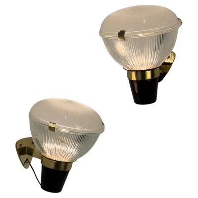 Pre-owned Ignazio Gardella Lp6 Sconces Designed By  For Azucena, Italy 1950s In Brown