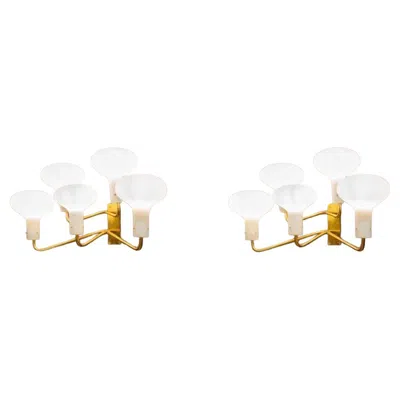 Pre-owned Ignazio Gardella Mid-century Pair Of Wall Lights " Lp12" By , Azucena, 1960s In White