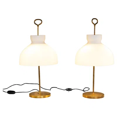 Pre-owned Ignazio Gardella Pair Of Arenzano Table Lamps, , Azucena, 1965 In White