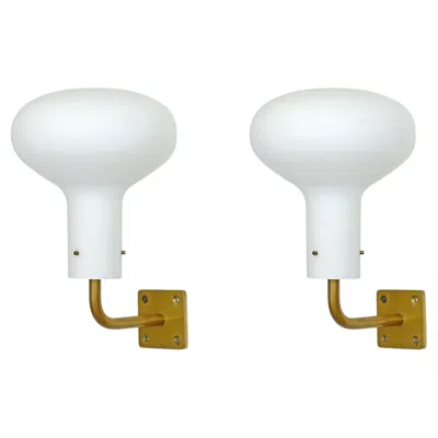 Pre-owned Ignazio Gardella Pair Of Lp12 Brass Single Light Sconces By  For Azucena, 1960s In Transparent