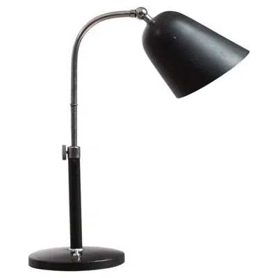 Pre-owned Ignazio Gardella Rationalist Table Lamp N Painted Metal And Chrome, Italy, 1940s In Black