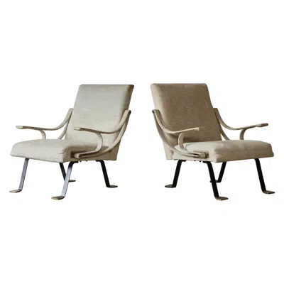 Pre-owned Ignazio Gardella Reclining Digamma Chairs, 1960s, Italy, For Reupholstery In Gray