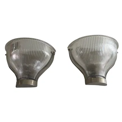 Pre-owned Ignazio Gardella Thick Art Glass Pair Of Sconces, In Style Of , 1950s, Italy In Transparent