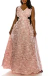 Ignite Evenings Sleeveless Floral Long Gown In Pink