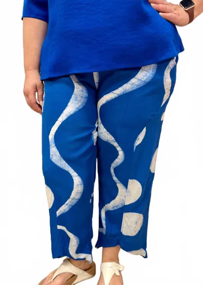 Iguana Flap Front Pant In Batik In Blue