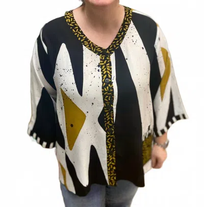 Iguana Lider Hourglass Three Quarter Sleeve Top In Mustard In Blue