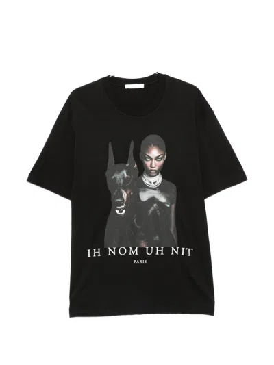 Ih Nom Uh Nit Black Cotton Family Print T-shirt