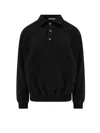Ih Nom Uh Nit Cotton Polo Shirt With Ribbed Collar And Cuffs In Black