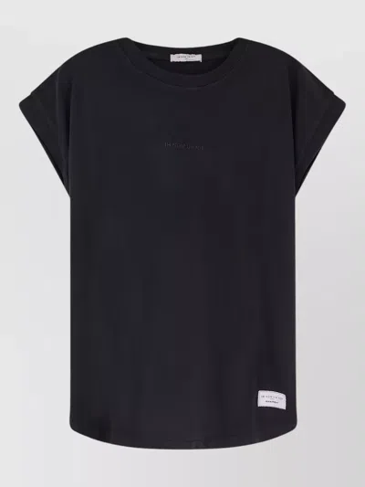Ih Nom Uh Nit Cotton T-shirt With Rolled Sleeves Design In Black