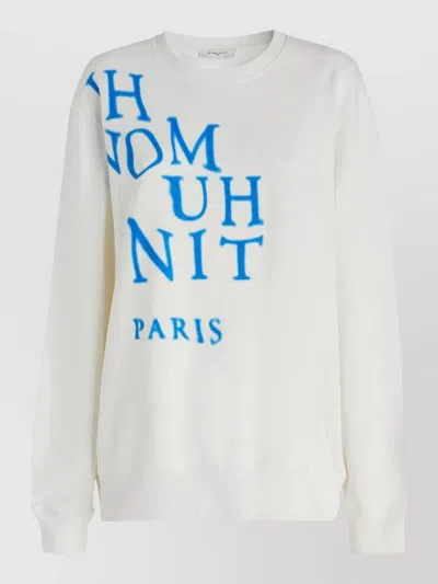 Ih Nom Uh Nit Crew Neck Graphic Print Knitwear Sweatshirt In White