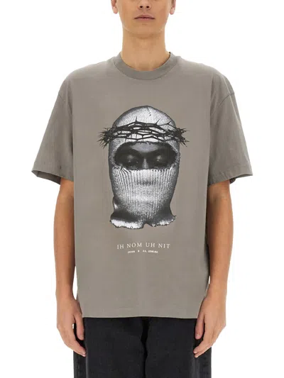 Ih Nom Uh Nit Crown Mask Print T Shirt In Gray