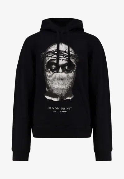 Ih Nom Uh Nit Crowned Mask Printed Hoodie In Black