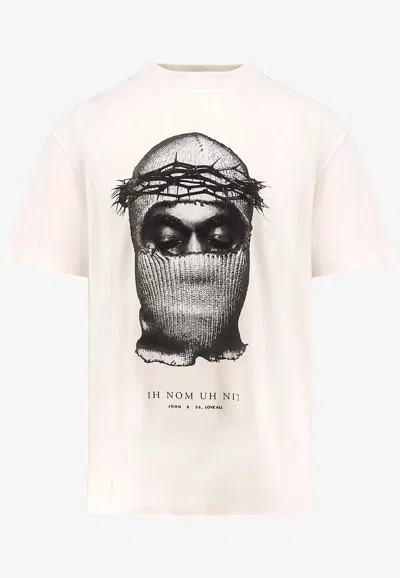 Ih Nom Uh Nit Crowned Mask Printed T-shirt In Neutral