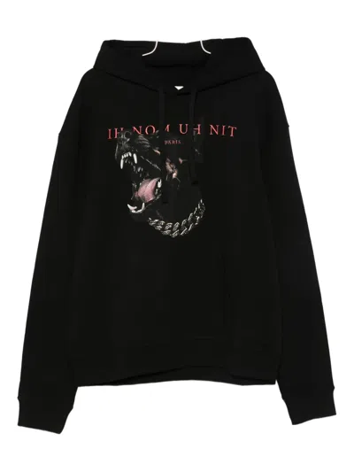 Ih Nom Uh Nit Dog-print Cotton Hoodie In Black