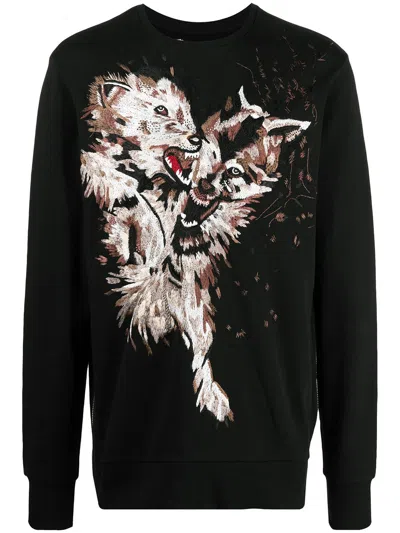 Ih Nom Uh Nit Embroidered Side-zip Sweatshirt In Black