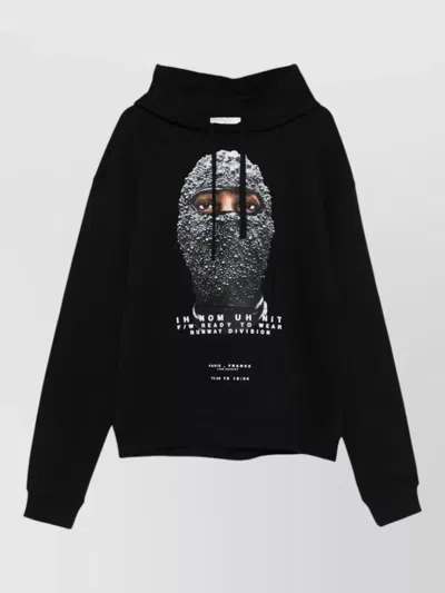 Ih Nom Uh Nit Hooded Sweatshirt Graphic Print Ribbed Cuffs Hem In Black