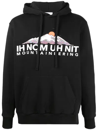 Ih Nom Uh Nit Graphic Mountain Hoodie With Drawstring In Black