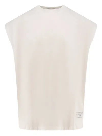 Ih Nom Uh Nit Crew-neck Sleeveless Cotton T-shirt With Plain Design In Pink