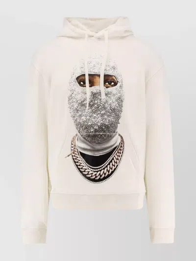 Ih Nom Uh Nit Long Sleeve Graphic Hooded Sweatshirt With Ribbing In Neutral