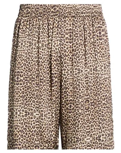 Ih Nom Uh Nit Man Shorts & Bermuda Shorts Dark Brown Size L Viscose In Animal Print