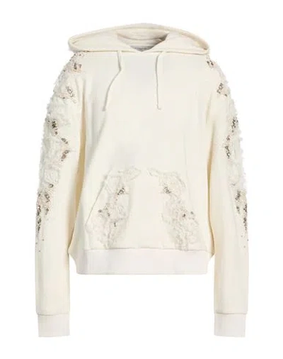 Ih Nom Uh Nit Man Sweatshirt Ivory Size M Cotton, Elastane In White