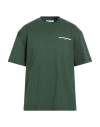 Ih Nom Uh Nit Man T-shirt Green Size Xl Cotton, Elastane In Metallic