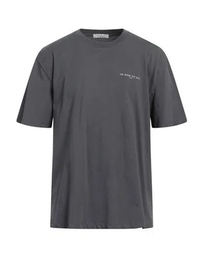 Ih Nom Uh Nit Man T-shirt Lead Size L Cotton, Elastane In Grey