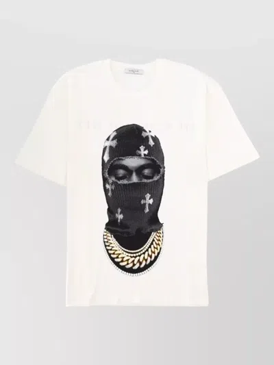 Ih Nom Uh Nit Mask Crosses Relaxed Fit Crew Neck T-shirt In White