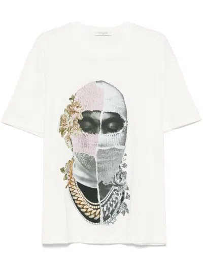 Ih Nom Uh Nit Newspaper Mask T-shirt In White