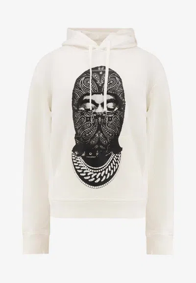 Ih Nom Uh Nit Paisley Print Mask Hooded Sweatshirt In White