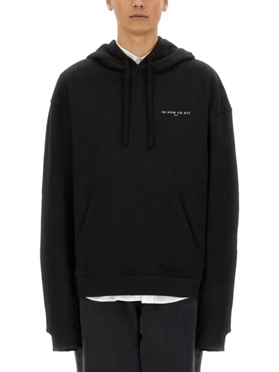 Ih Nom Uh Nit Relaxed Fit Black Hoodie With Graphic Design