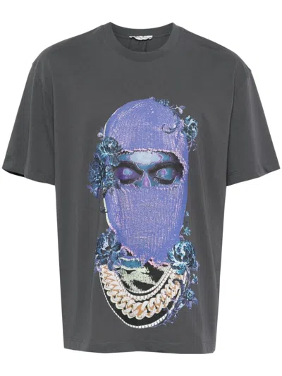 Ih Nom Uh Nit Rose Mask-print T-shirt In Grey