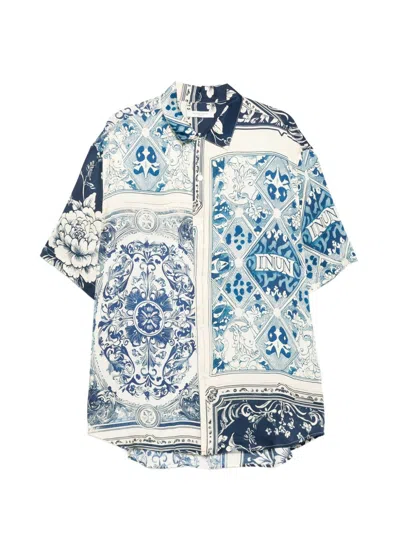 Ih Nom Uh Nit Shirt With Beige And Blue Print