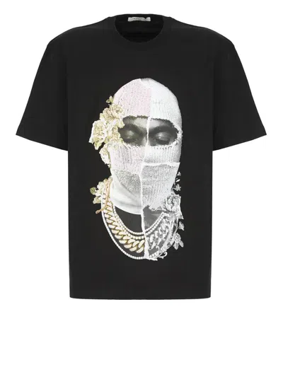 Ih Nom Uh Nit Floral Face-print Cotton T-shirt In Black