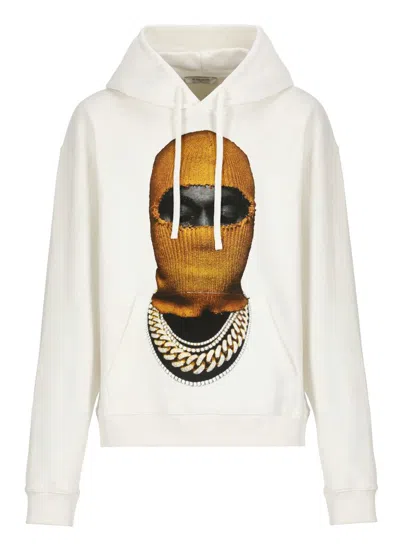 Ih Nom Uh Nit Mask Printed Drawstring Hoodie In White