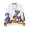 Ihs Men's Lightweight Hooded Sweatshirt Multi Flames White In White