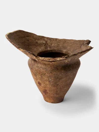 Iida Woodturning Hand-turned Earth-finish Japanese Stone Oak Vase (15.5in/40cm) In Brown