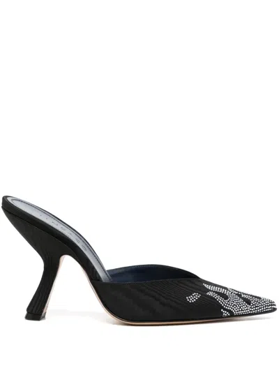 Iindaco Carmen 95mm Crystal-embellished Mules In Black