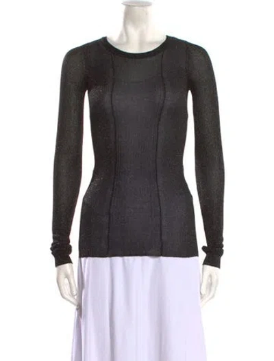 Pre-owned Iisli Crew Neck Long Sleeve Top In Black