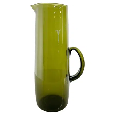 Pre-owned Iittala 1950s Finland Tall Green Glass Pitcher By Erkki Vesanto