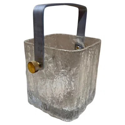 Pre-owned Iittala 1960s Scandinavian Modern Small Crystal Ice Bucket In Gray