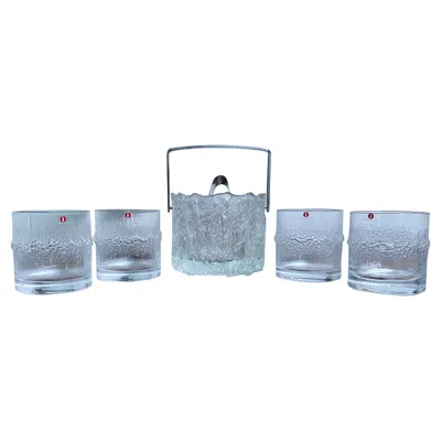 Pre-owned Iittala 1970's Tapio Wirkkala 4 Niva Whiskey Glasses + Seita Ice Bucket  Finland In Blue