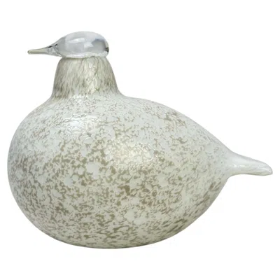 Pre-owned Iittala Early Oiva Toikka Willow Grouse Riekko Art Glass Bird For Nuutaj�rvi, Signed In Gray