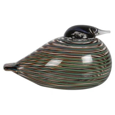 Pre-owned Iittala Finnish Artist Oiva Toikka Striped Glass Whippoorwill Or Willow Duck By  In Black