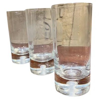 Pre-owned Iittala Mcm Set Of Three Glasses Highball Barware Bubble Bottom In Brown