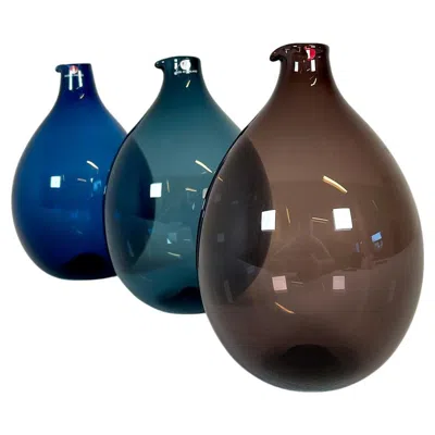 Pre-owned Iittala Midcentury Timo Sarpaneva Set Of 3 Bird Bottles / Vases  In Black
